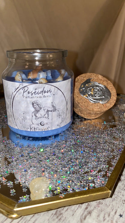 Bougie artisanale Poséidon parfum bois flotté