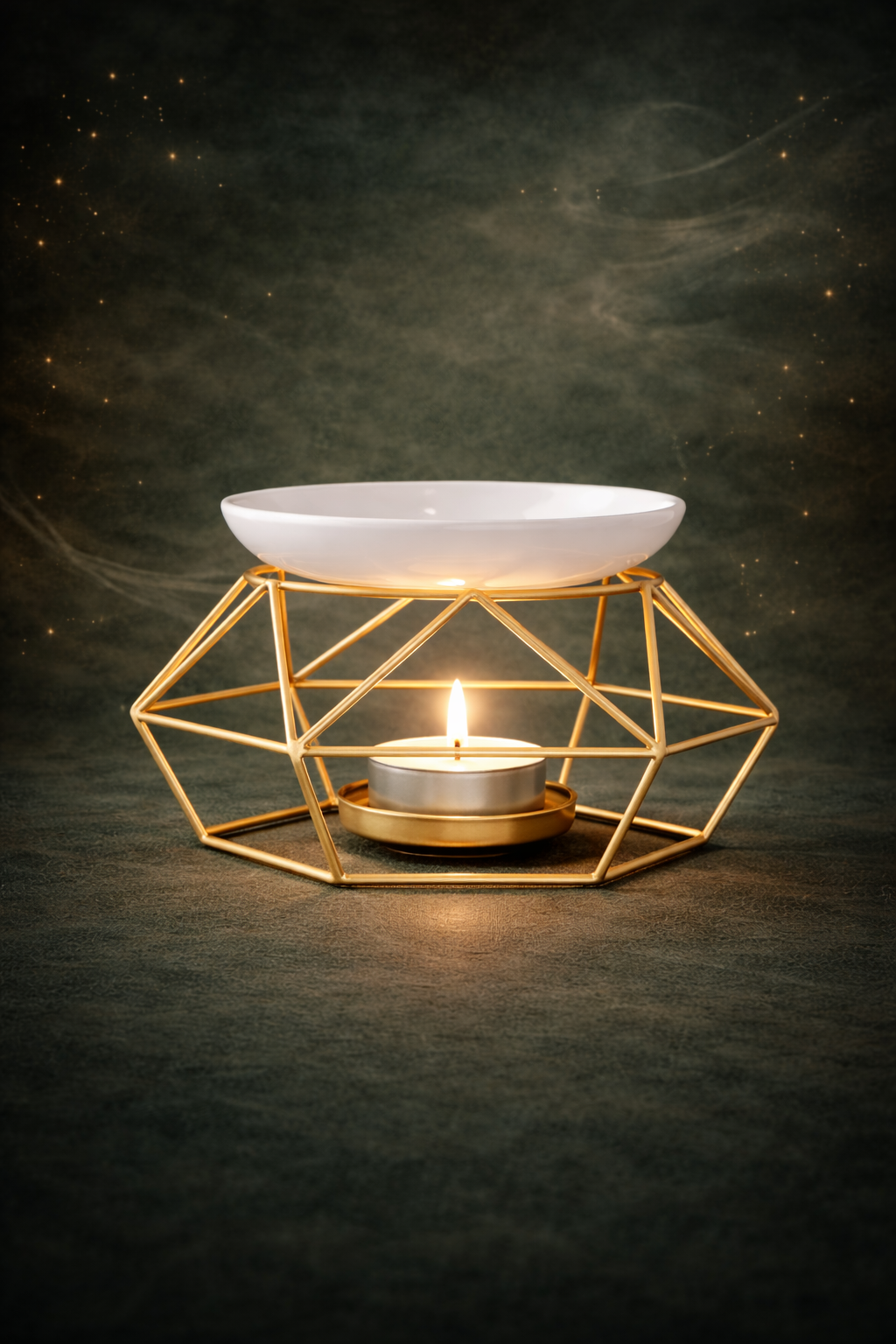 Brûle parfum géométrique doré